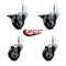 Service Caster 3'' Black Poly Wheel Swivel 7/16'' Grip Ring Stem Caster Set 2 Brakes, 4PK SCC-GR20S314-PPUB-BLK-PLB-716138-2S2 - alternate 5